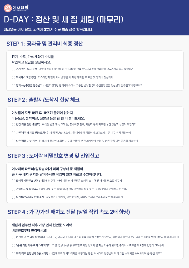 D-DAY 이사 출발 전 필수 확인 1